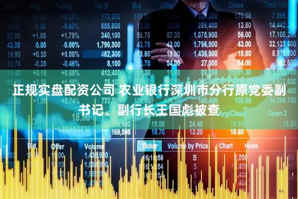 正规实盘配资公司 农业银行深圳市分行原党委副书记、副行长王国彪被查